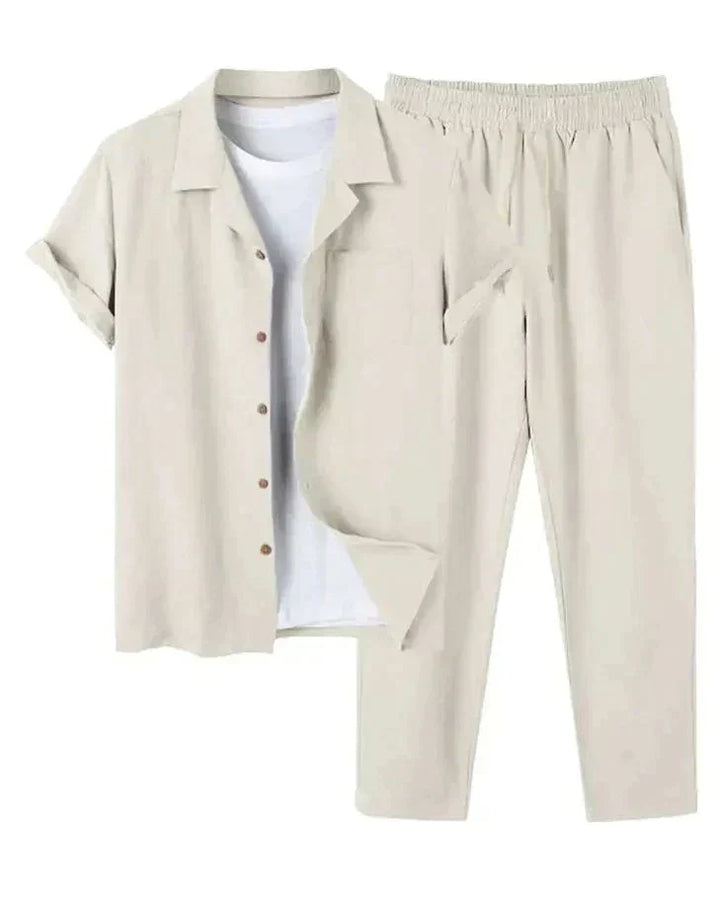 Julian | Men's Casual Linen Short Sleeve Shirt and Pants Set