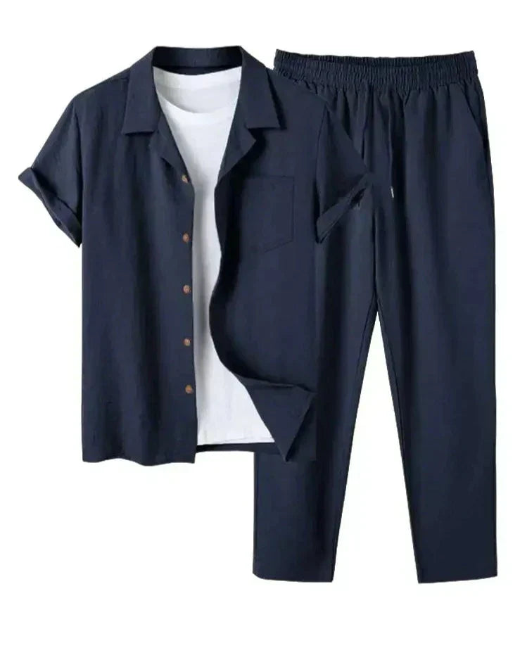 Julian | Men's Casual Linen Short Sleeve Shirt and Pants Set