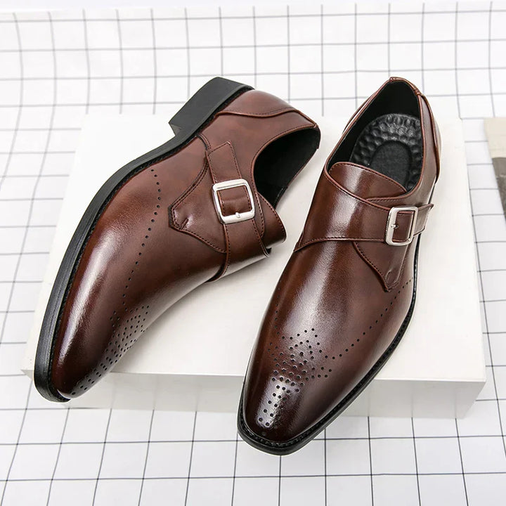 Julian | Men's Single Strap Buckle Perforated Dress Shoes