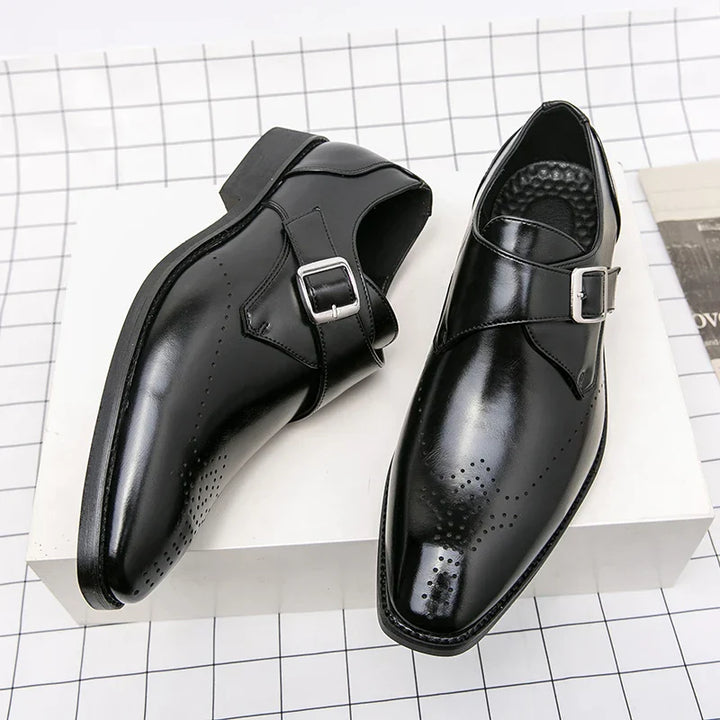 Julian | Men's Single Strap Buckle Perforated Dress Shoes