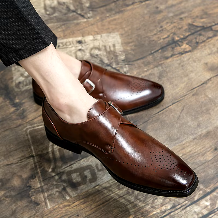 Julian | Men's Single Strap Buckle Perforated Dress Shoes