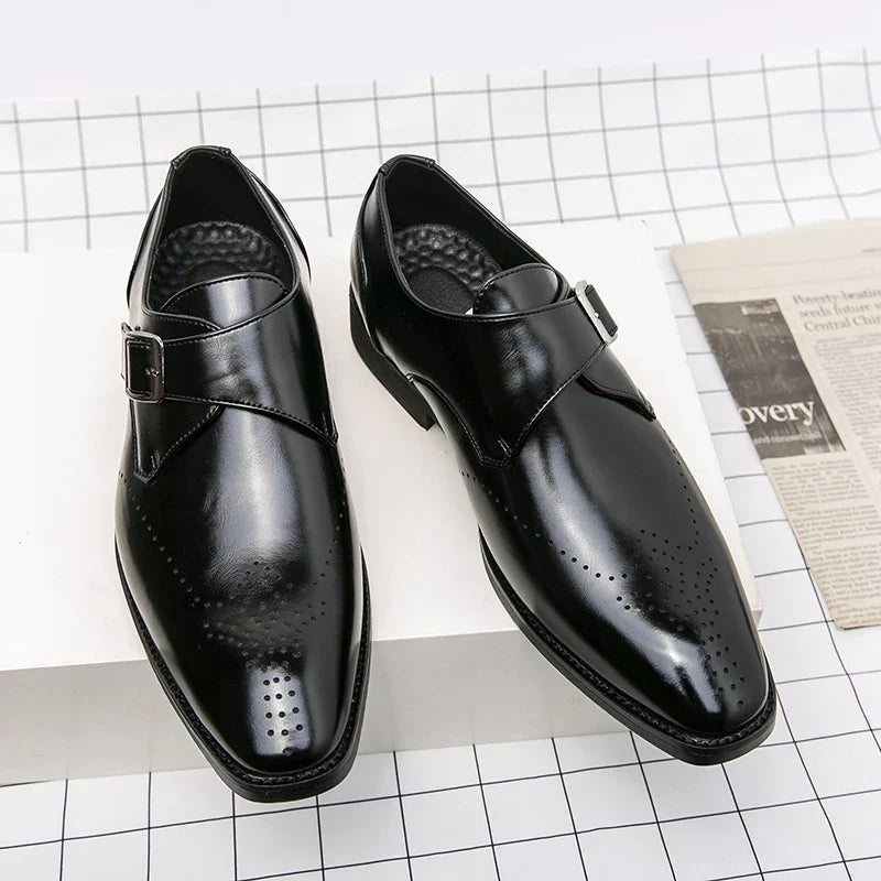 Julian | Men's Single Strap Buckle Perforated Dress Shoes