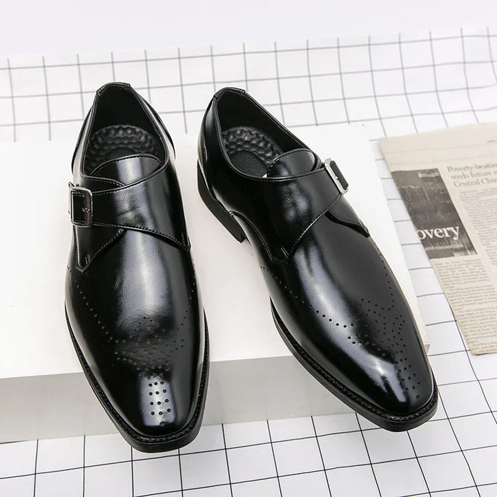 Julian | Men's Single Strap Buckle Perforated Dress Shoes