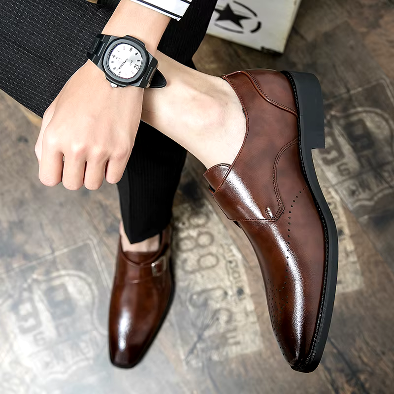 Julian | Men's Single Strap Buckle Perforated Dress Shoes