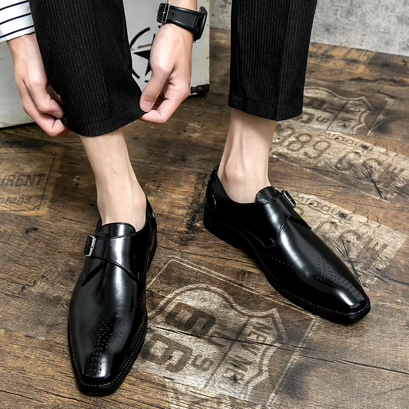 Julian | Men's Single Strap Buckle Perforated Dress Shoes
