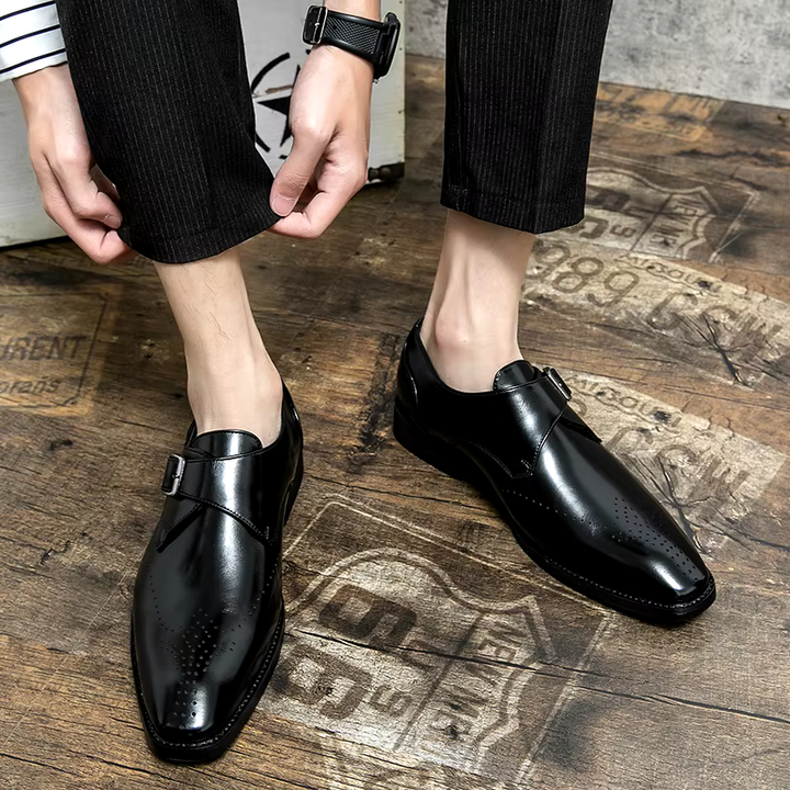 Julian | Men's Single Strap Buckle Perforated Dress Shoes