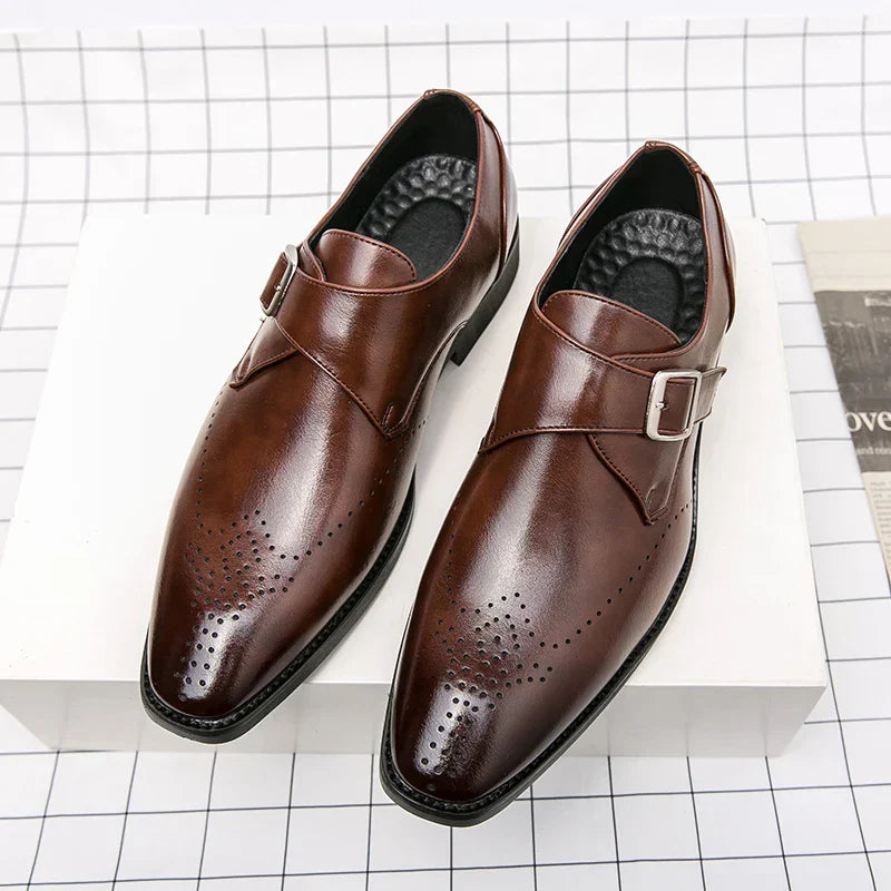 Julian | Men's Single Strap Buckle Perforated Dress Shoes