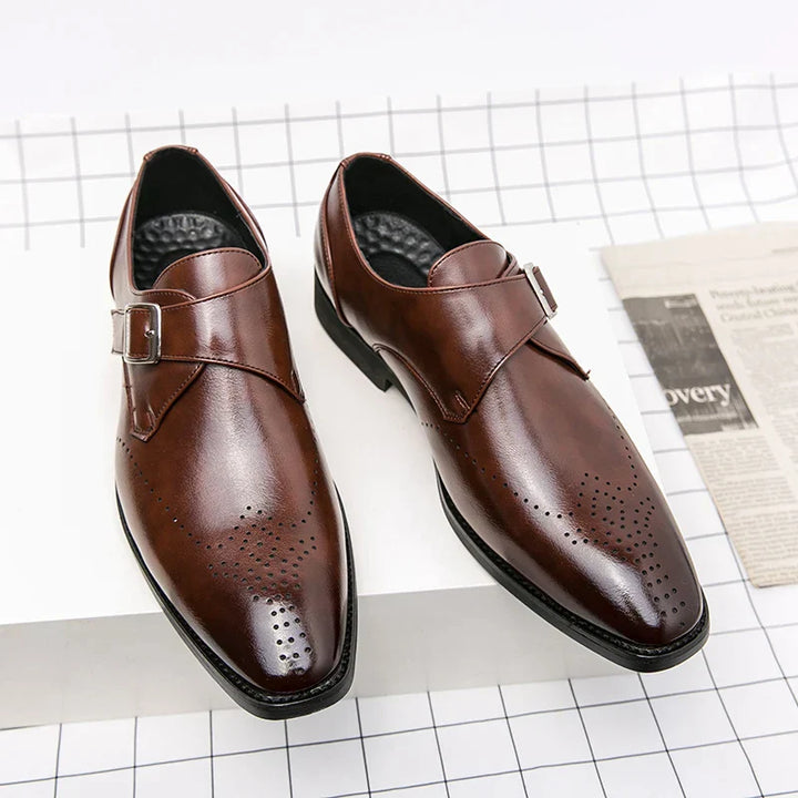 Julian | Men's Single Strap Buckle Perforated Dress Shoes