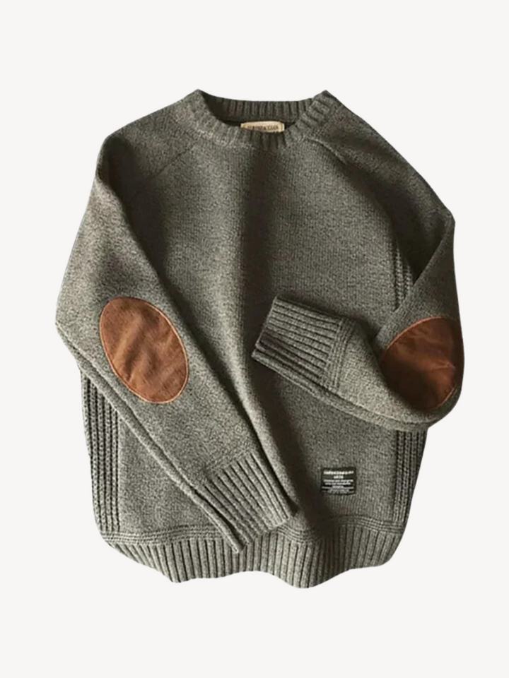 Julien | Men's Chunky Cable Sweater with Elbow Patches