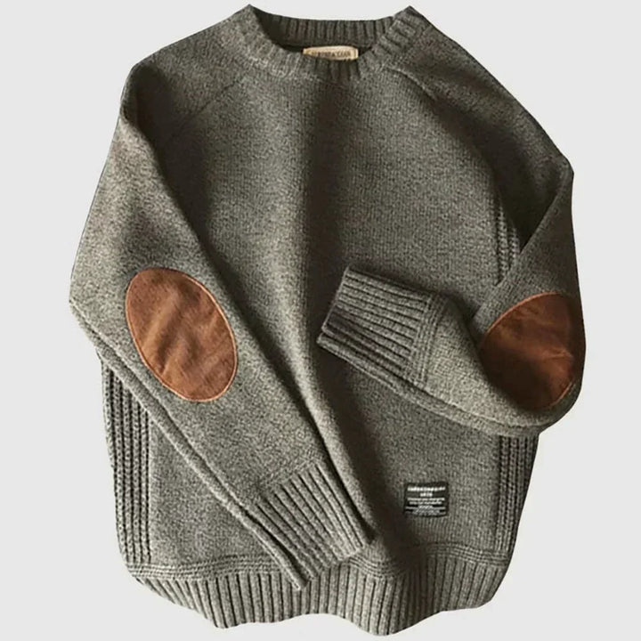 Julien | Men's Chunky Cable Sweater with Elbow Patches