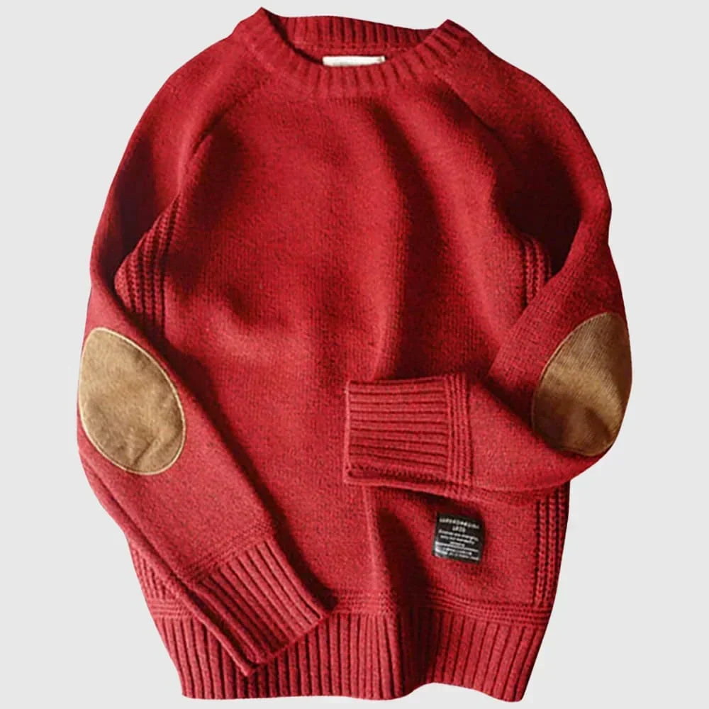 Julien | Men's Chunky Cable Sweater with Elbow Patches