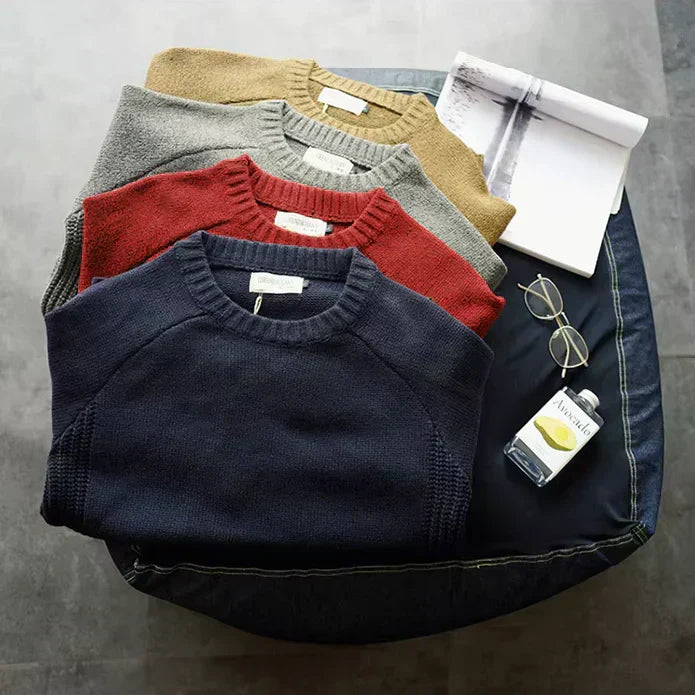 Julien | Men's Chunky Cable Sweater with Elbow Patches
