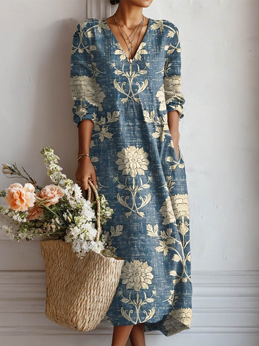 Karin | Women's Relaxed Soft Pocket Everyday Midi Dress