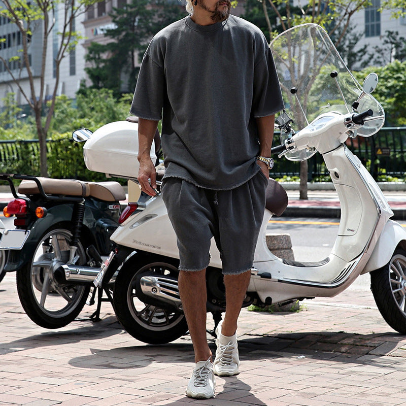Kenji | Men's Loose Fit Cotton Tee and Shorts Set