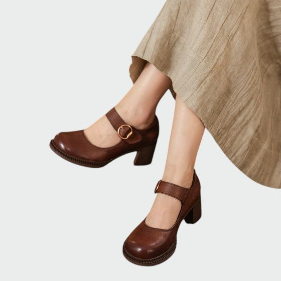 Olivia | Chunky-Heel Buckle Mary Jane Shoes