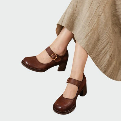 Olivia | Chunky-Heel Buckle Mary Jane Shoes
