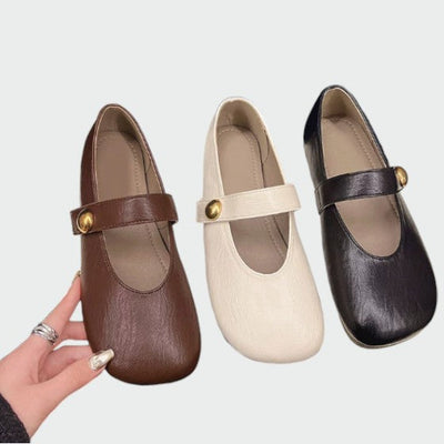 Olivia | Round-Toe Button Mary Jane Shoes