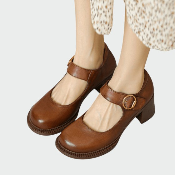 Olivia | Chunky-Heel Buckle Mary Jane Shoes