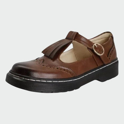 Olivia | Elegant T-Bar Leather Shoes