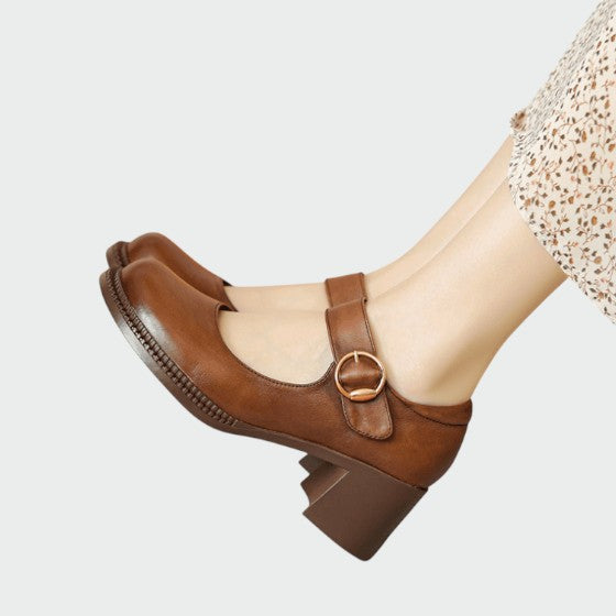 Olivia | Chunky-Heel Buckle Mary Jane Shoes
