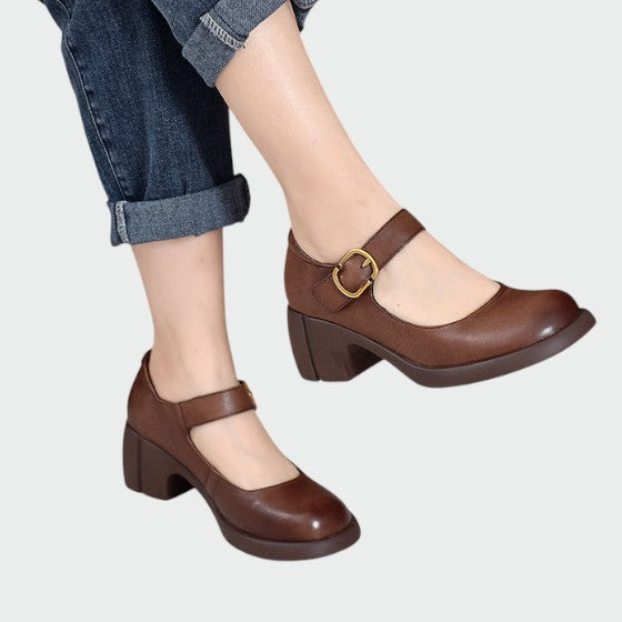 Olivia | Chunky-Heel Buckle Mary Jane Shoes