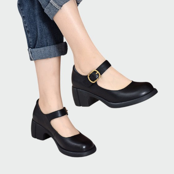 Olivia | Chunky-Heel Buckle Mary Jane Shoes