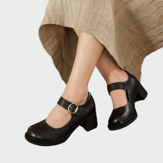 Olivia | Chunky-Heel Buckle Mary Jane Shoes
