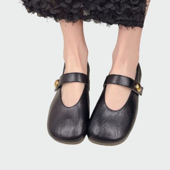 Olivia | Round-Toe Button Mary Jane Shoes