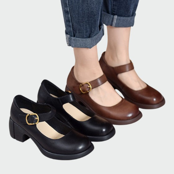 Olivia | Chunky-Heel Buckle Mary Jane Shoes