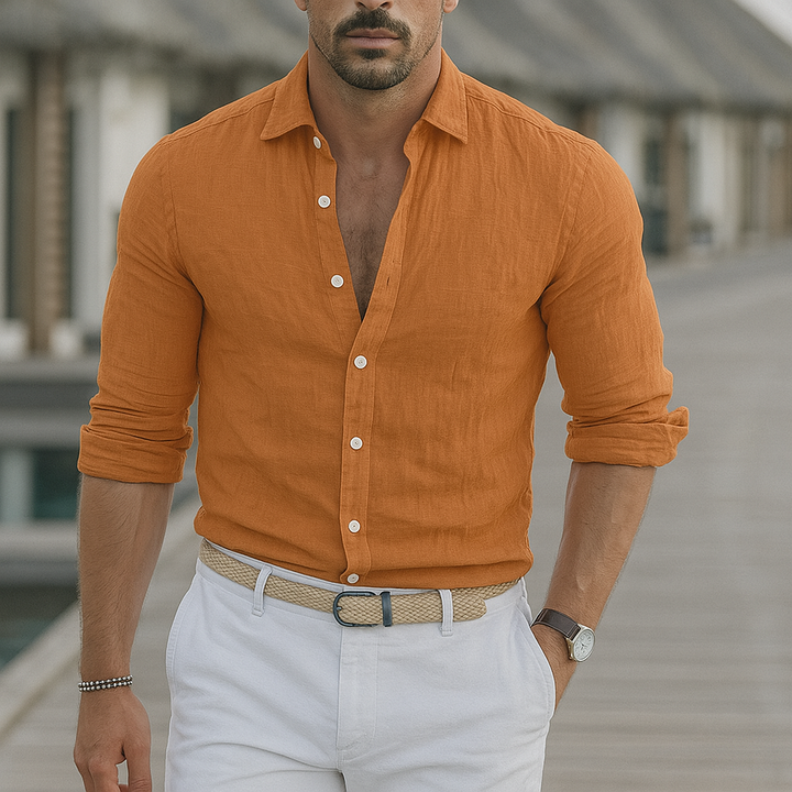 Men's long-sleeve linen shirt for everyday wear