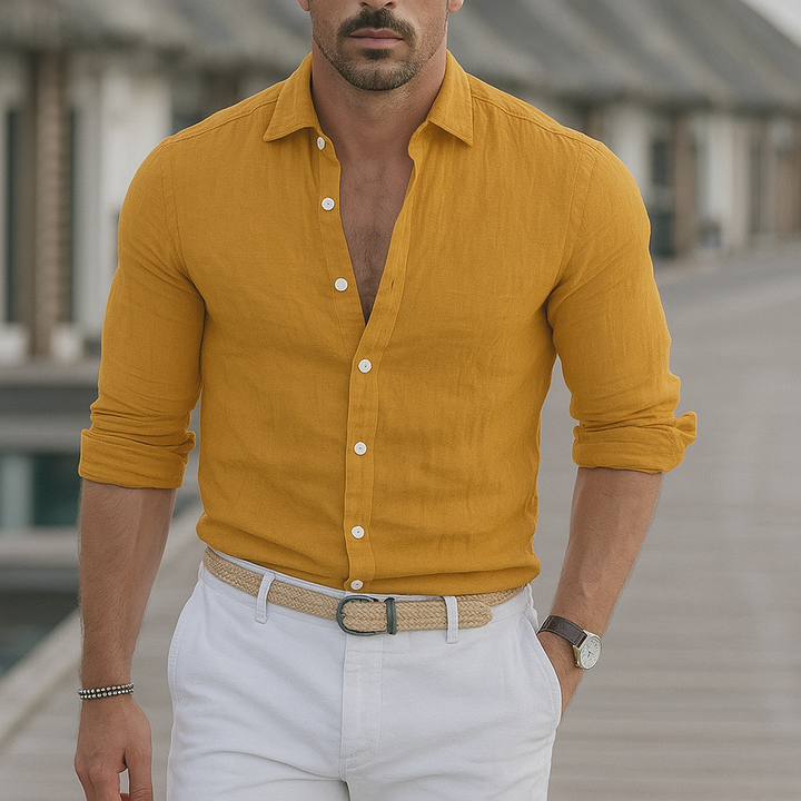 Men's long-sleeve linen shirt for everyday wear