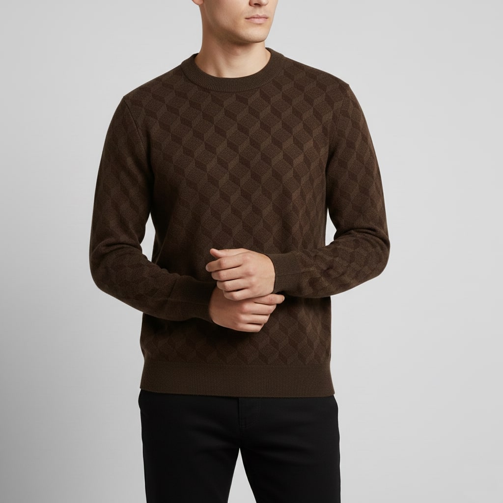 Lancelin | Men's Diamond Lattice Knit Sweater