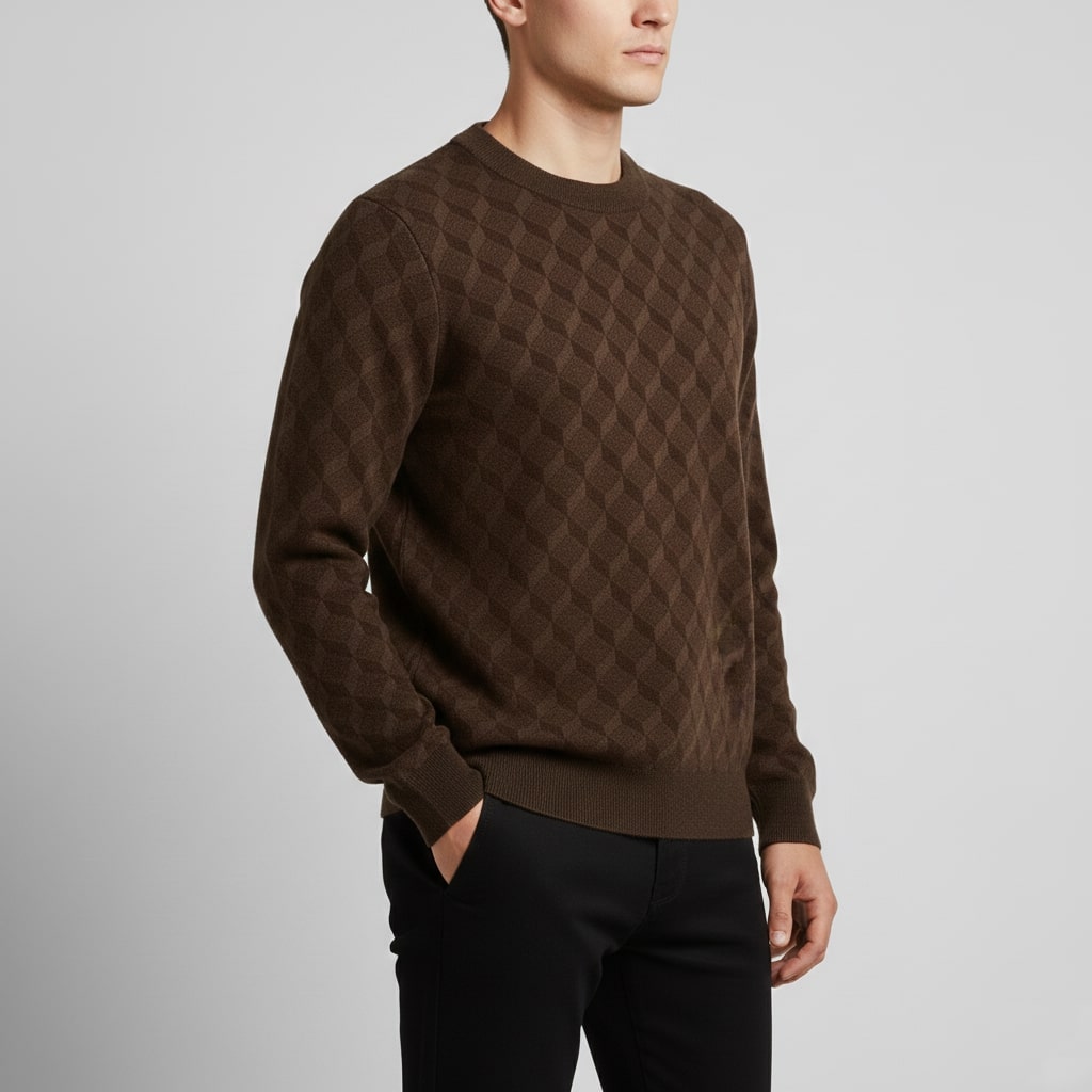 Lancelin | Men's Diamond Lattice Knit Sweater