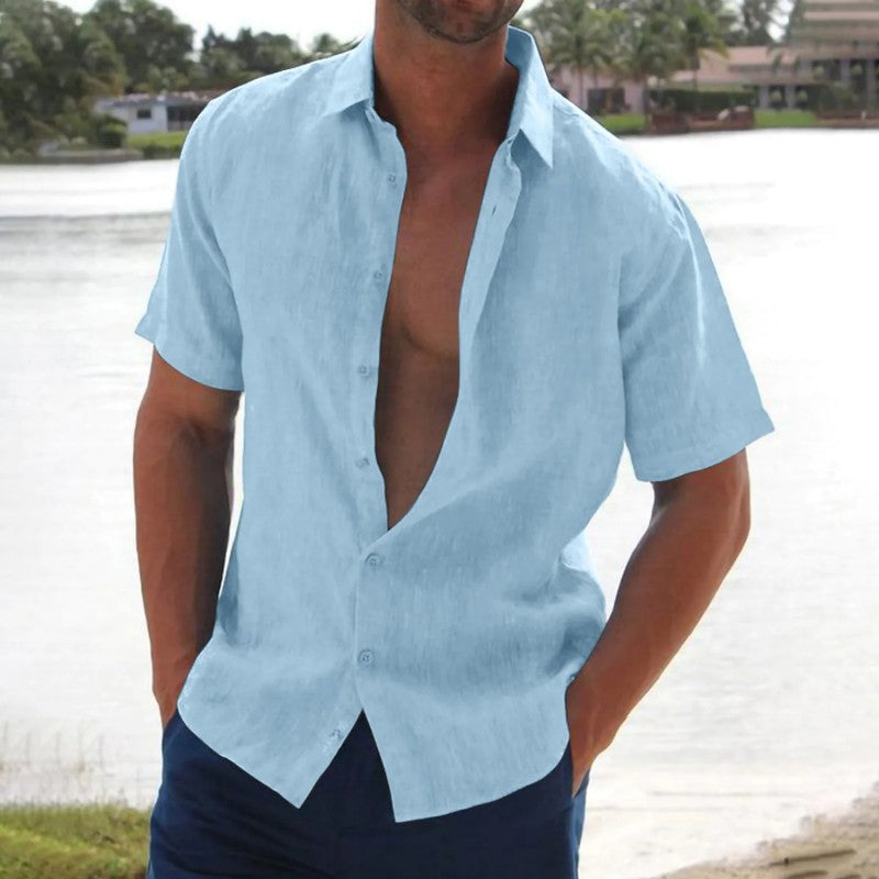 Men's Casual Short Sleeve Shirt in Linen