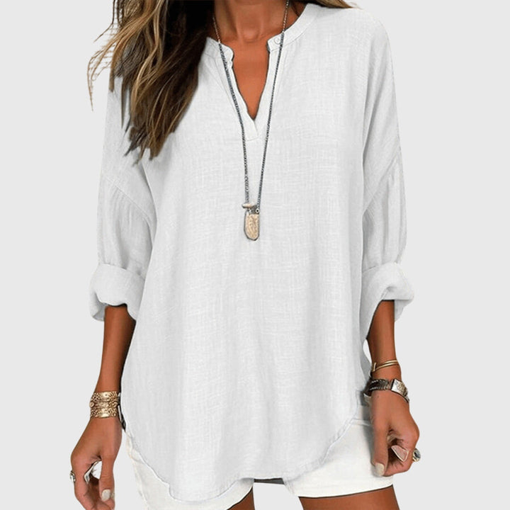 Lenara | Women's Flowy Round Neck Elegant Beach Shirt