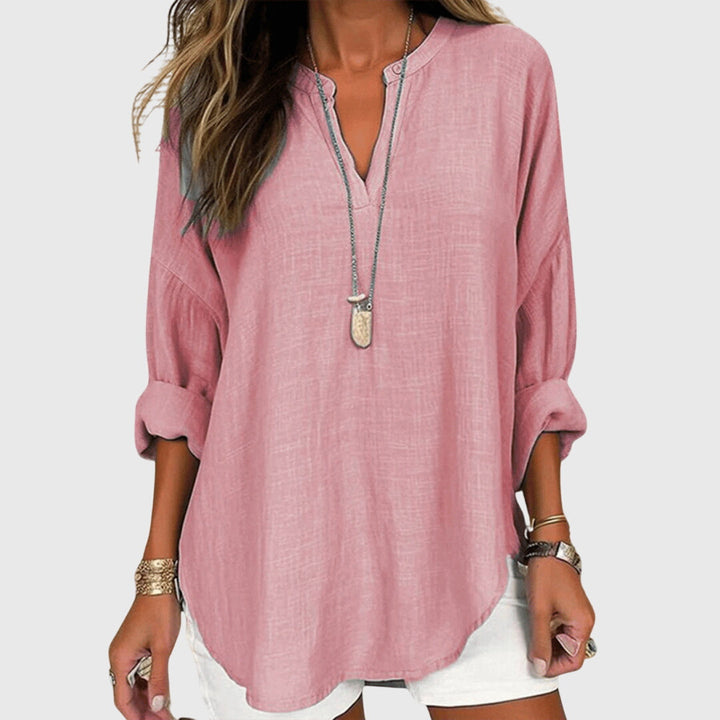 Lenara | Women's Flowy Round Neck Elegant Beach Shirt