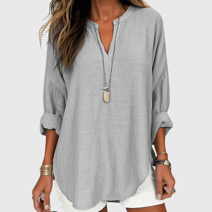 Lenara | Women's Flowy Round Neck Elegant Beach Shirt