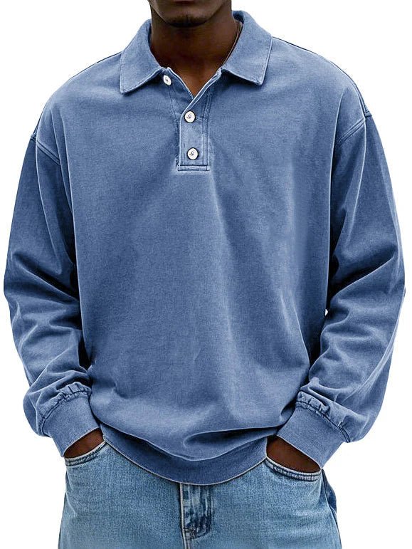 Levi | Men's Oversized Washed Cotton Long Sleeve Polo Shirt
