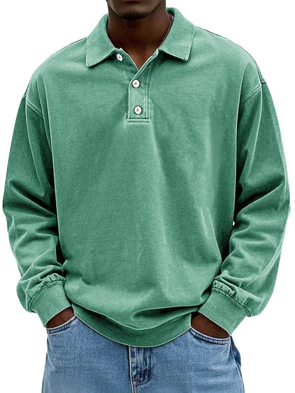 Levi | Men's Oversized Washed Cotton Long Sleeve Polo Shirt