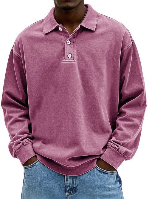 Levi | Men's Oversized Washed Cotton Long Sleeve Polo Shirt