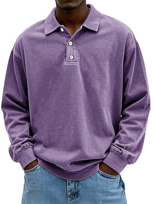 Levi | Men's Oversized Washed Cotton Long Sleeve Polo Shirt