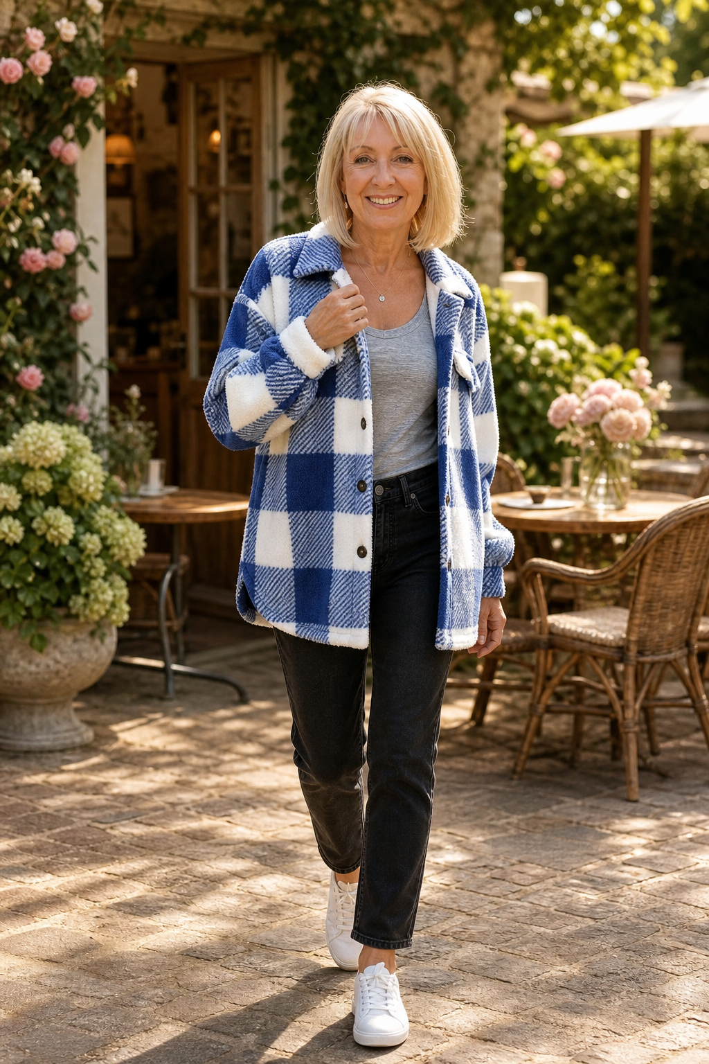 Colombe | Women's Buffalo Check Overshirt Jacket with Chest Pockets