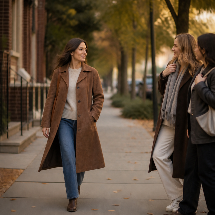 Thomasine | Women's Mid-Calf Coat with Patch Pockets and Notch Lapel