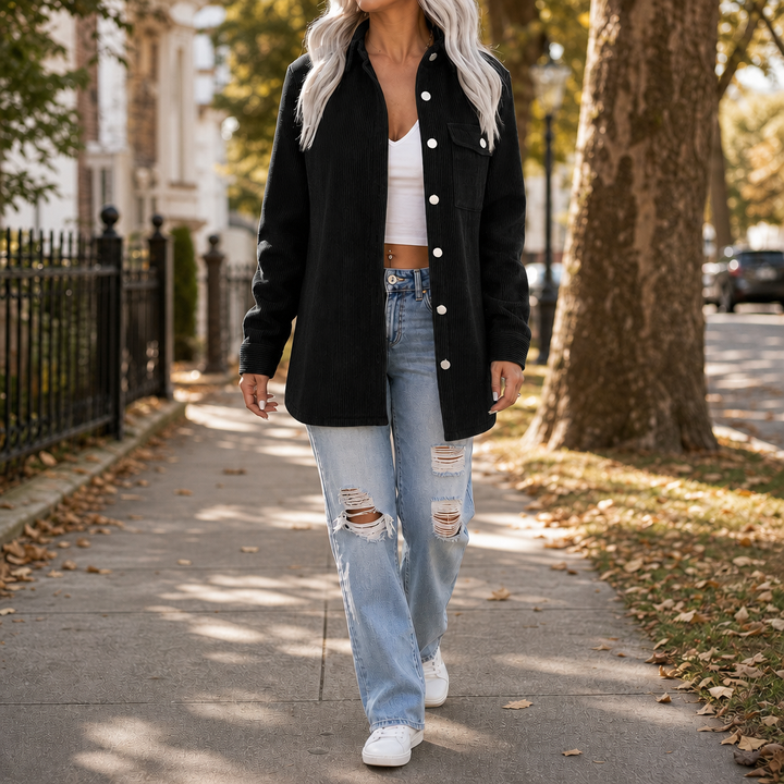 Bernadine | Women's Wide-Wale Ribbed Shirt Jacket with Lined Body