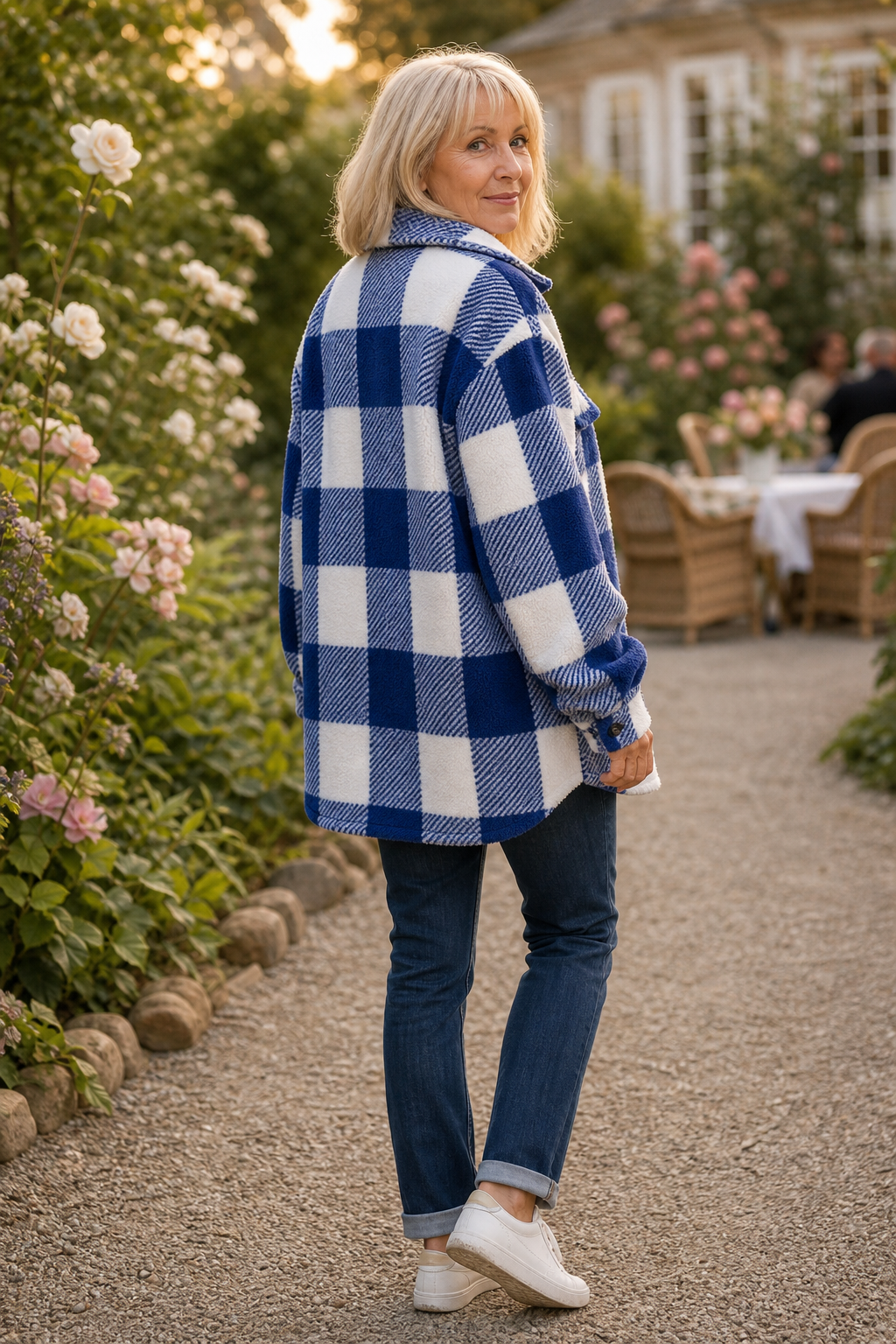 Colombe | Women's Buffalo Check Overshirt Jacket with Chest Pockets