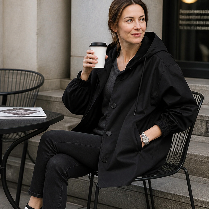Fanny | Women's Longline Hooded Coat with Concealed Button Front