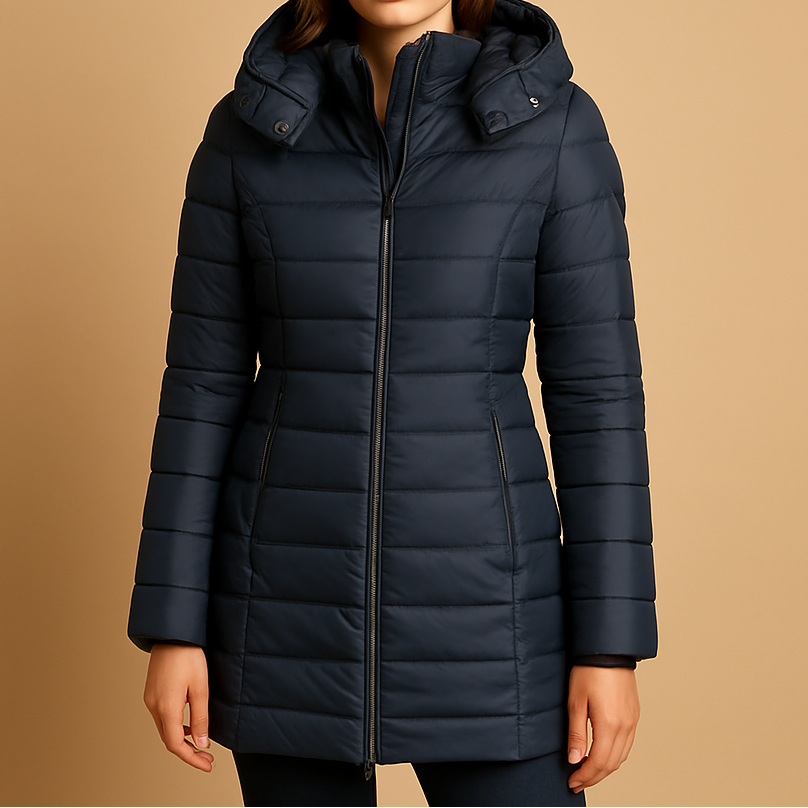 Sylvette | Women's Longline Fitted Puffer Coat with Zip Front