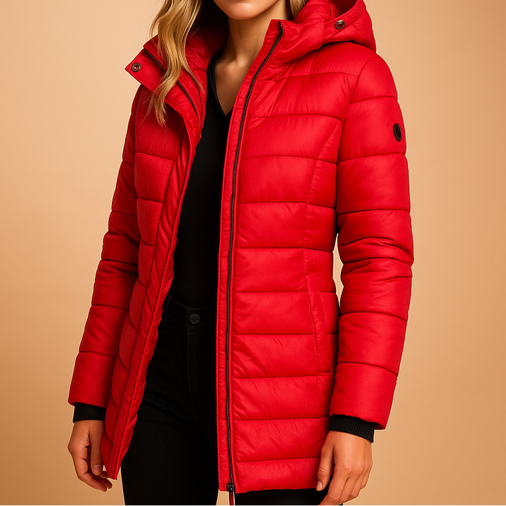 Sylvette | Women's Longline Fitted Puffer Coat with Zip Front