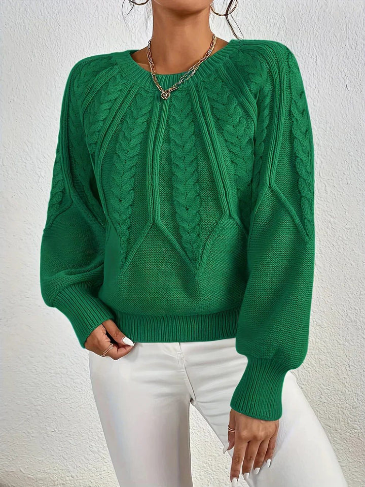 Lorette | Women's Cable Sweater with Balloon Sleeves