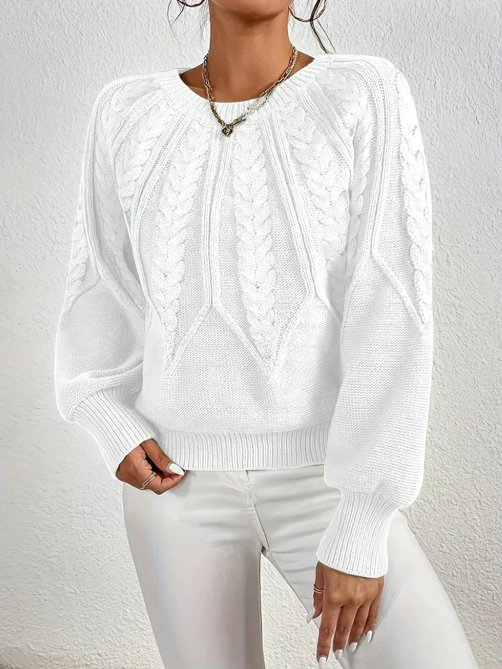 Lorette | Women's Cable Sweater with Balloon Sleeves